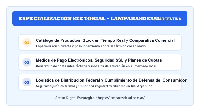Enfoque temático y aplicaciones de negocio para el activo digital lamparasdesal.com.ar (Lamparasdesal)
