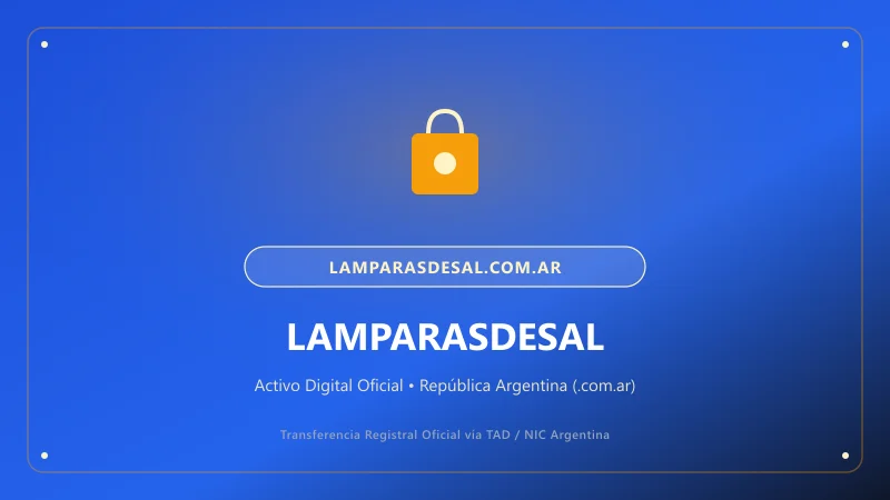 Identidad visual y presentación comercial del nombre de dominio lamparasdesal.com.ar en venta